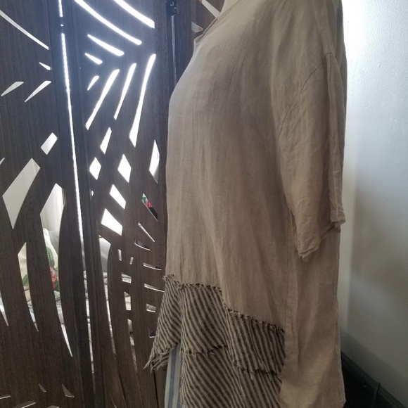 Italian-Made Burlap Cotton Collage Blouse - Picture 2 of 6